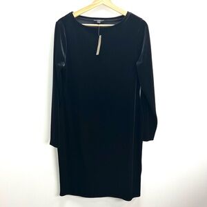 J. Crew Black Velvet Dress Long Sleeve Sheath Shift Stretchy Womens Medium New